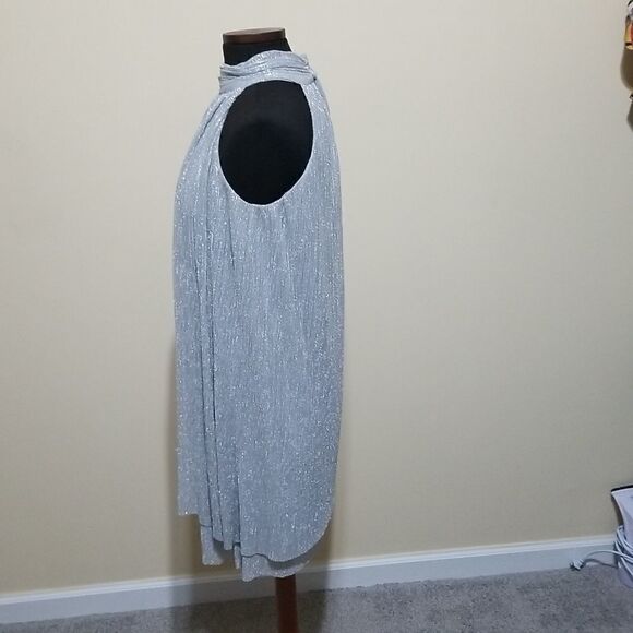 London Time Silver Metallic Dress size 4 - Picture 4 of 6